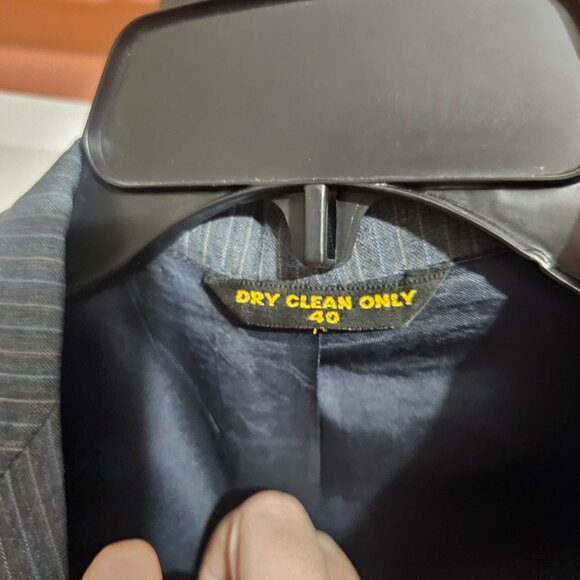 Mens Imperial By Haggar Gray Pinstripe Suit Jacket 2-Button Wool Blend - Picture 8 of 16